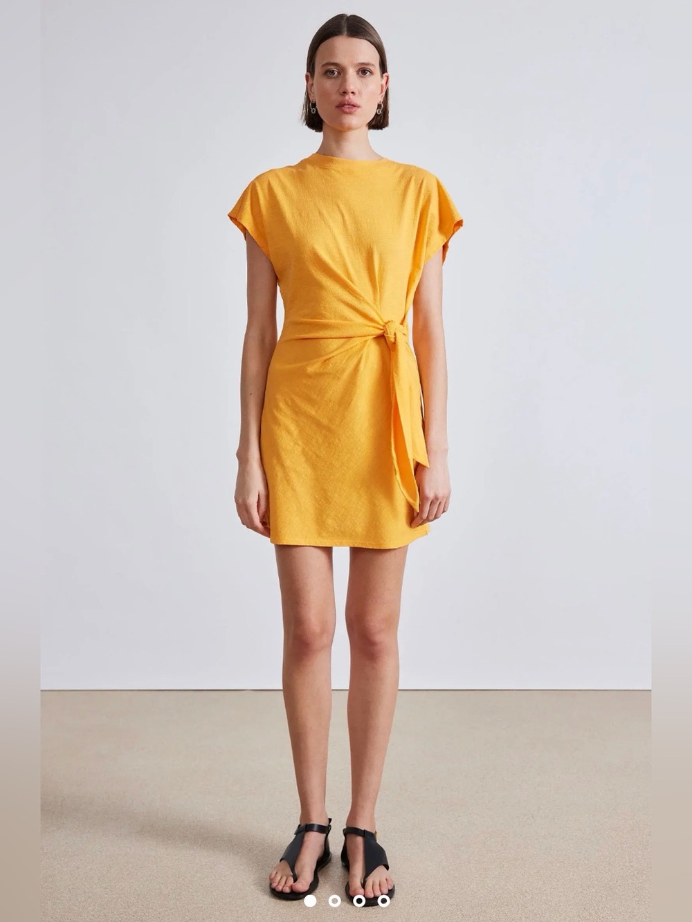 Apiece Apart Nina Cinch Waist mini 100% cotton mini dress XS creamsicle orange